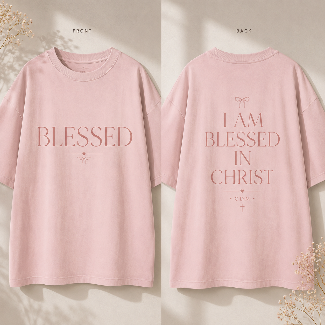 BLESSED Oversized Tee — Baby Pink