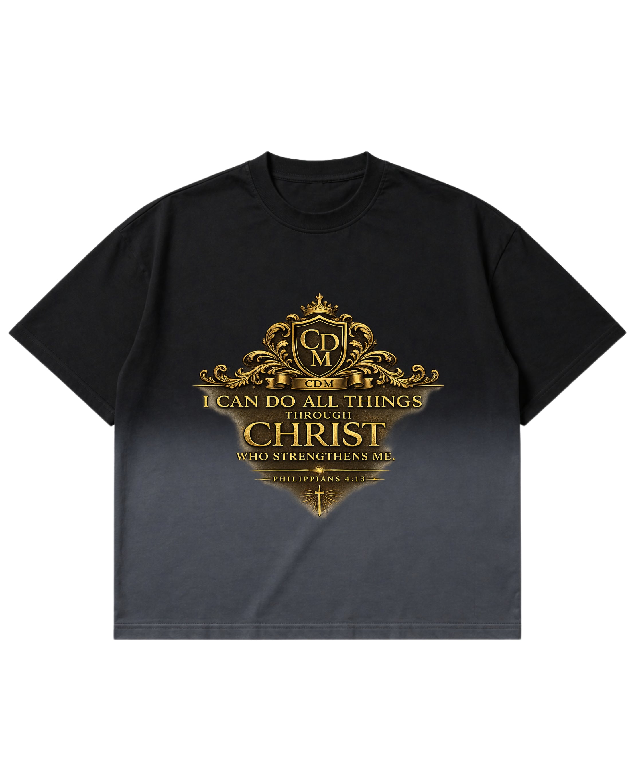 Black Ombré Wash Boxy Fit T-shirt Front Design