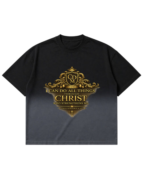 Black Ombré Wash Boxy Fit T-shirt Front Design